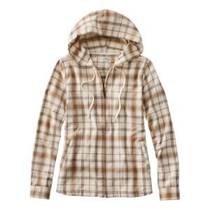 NWT L.L. Bean Women's Scotch Plaid Flannel Relaxed Full Zip Hoodie Shirt sz XL